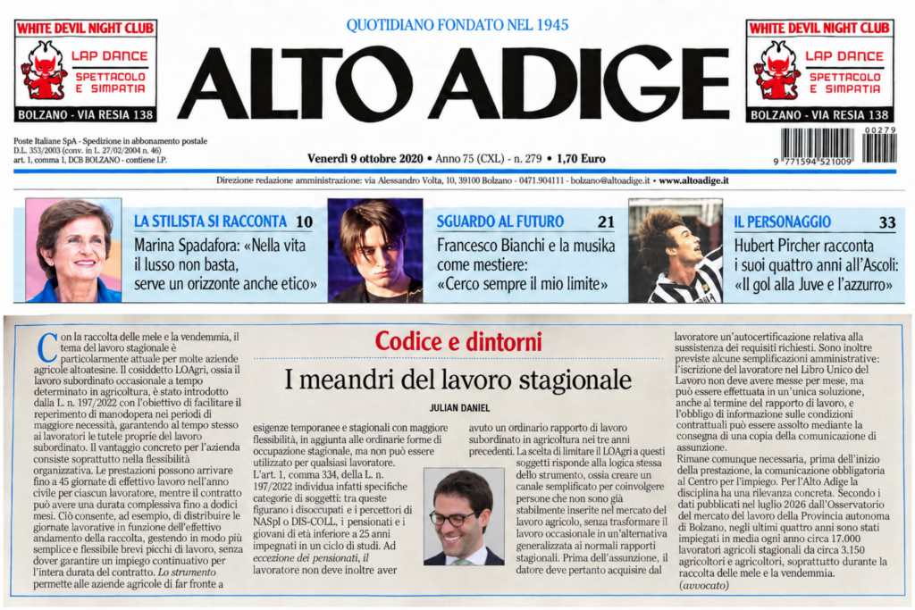 La stampa parla di noi alto adige 09.10.2026